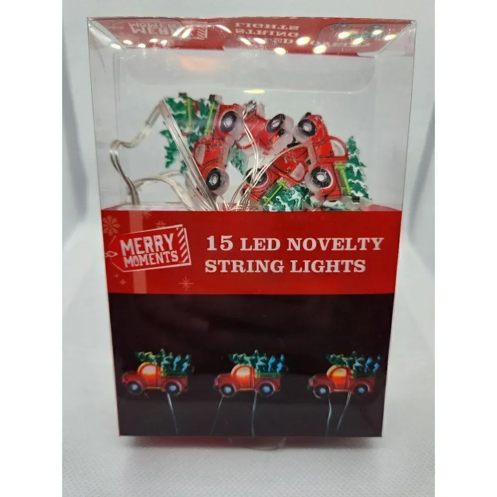 New! Sealed Red Truck Christmas Tree Mini 15 LED String Light Set Battery Power!